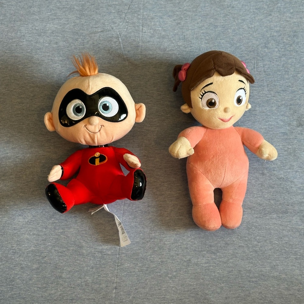 Incredibles Jack Jack + Monsters Inc Boo - Plush Toy Set - Red and Pink
